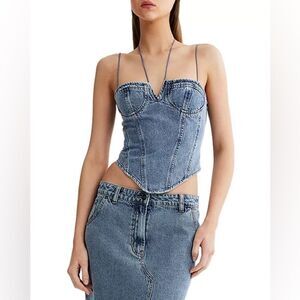 Lioness Blue Denim Corset & Skirt Set Size S